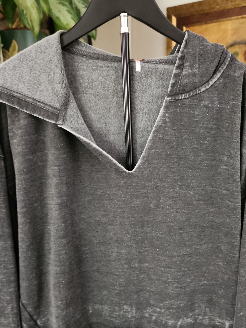 Free People Washed Charcoal Hoodie Oversized Sweatshirt Kangaroo Pocket Size S - Picture 2 of 9